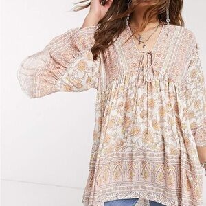 Free People Moonlight Dance Floral Boho Blouse